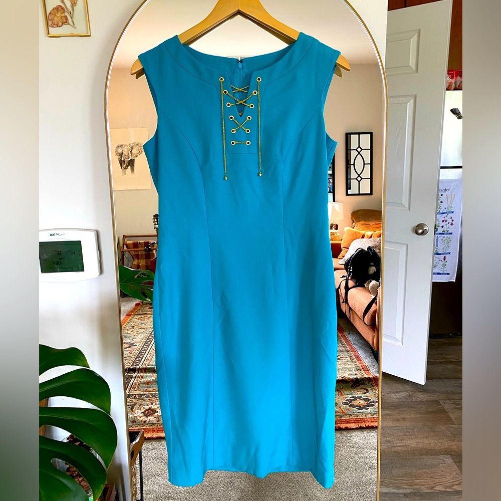 Ellen Tracy Women’s Cap Sleeve Sheath Dress turquoise